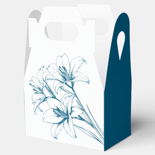 Blue Lily Outline Wedding Bedankdoosjes (Geopend)