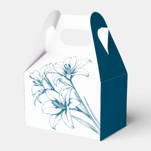 Blue Lily Outline Wedding Bedankdoosjes (Voorkant Zijde)