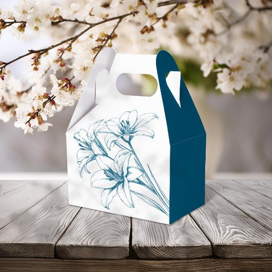 Blue Lily Outline Wedding Bedankdoosjes