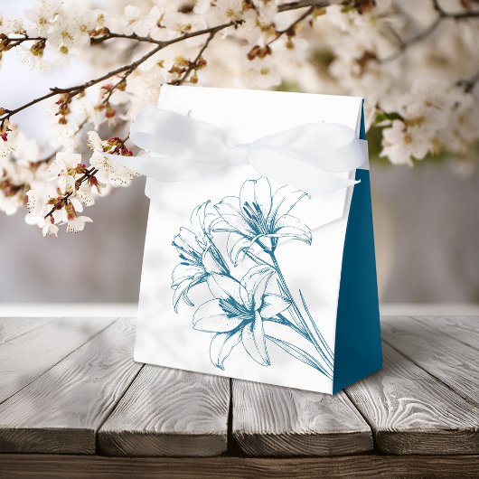 Blue Lily Outline Wedding Bedankdoosjes