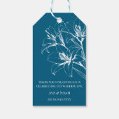 Blue Lily Outline Wedding Cadeaulabel (Achterkant)