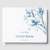 Blue Lily Outline Wedding Gastenboek (Voorkant)