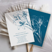 Blue Lily Outline Wedding Kaart