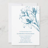 Blue Lily Outline Wedding Kaart (Voorkant)