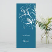 Blue Lily Outline Wedding Menu (Staand voorkant)