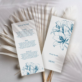 Blue Lily Outline Wedding Menu