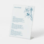 Blue Lily Outline Wedding Menu Reclamebord Met Voetstuk (Voorkant)