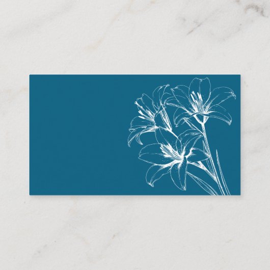 Blue Lily Outline Wedding Plaatskaartje (Achterkant)