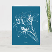Blue Lily Outline Wedding Programma (Achterkant)