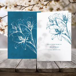 Blue Lily Outline Wedding Programma