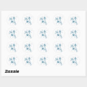 Blue Lily Outline Wedding Ronde Sticker (Vel)