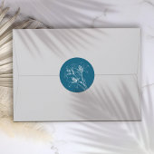 Blue Lily Outline Wedding Ronde Sticker