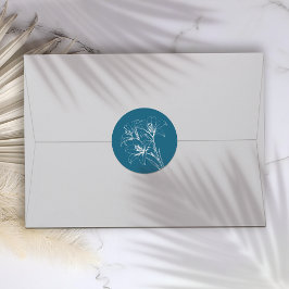 Blue Lily Outline Wedding Ronde Sticker