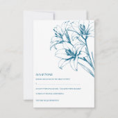 Blue Lily Outline Wedding RSVP Kaartje (Voorkant)