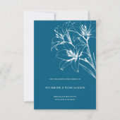 Blue Lily Outline Wedding Save The Date (Voorkant)