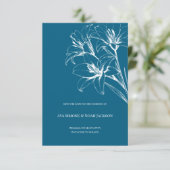 Blue Lily Outline Wedding Save The Date (Staand voorkant)