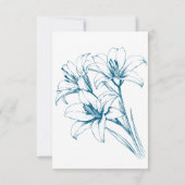 Blue Lily Outline Wedding Save The Date (Achterkant)