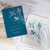 Blue Lily Outline Wedding Save The Date