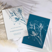 Blue Lily Outline Wedding Save The Date
