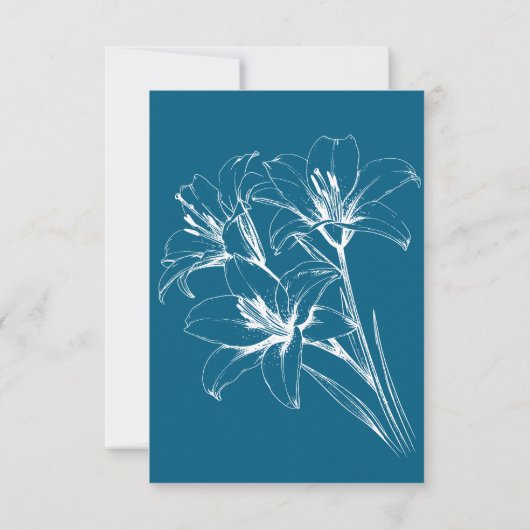 Blue Lily Outline Wedding Save The Date (Achterkant)