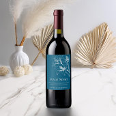 Blue Lily Outline Wedding Wijn Etiket