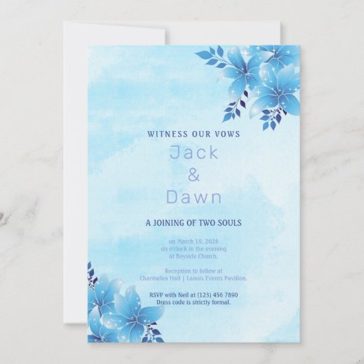 Blue Lily Wedding Uitnodiging (Voorkant)