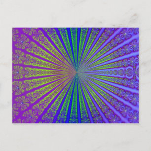 Blue Lime Green Paarse Abstracte Fractal Tunnel Briefkaart