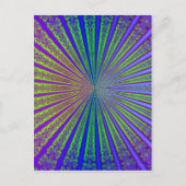 Blue Lime Green Paarse Abstracte Fractal Tunnel Briefkaart (Voorkant)