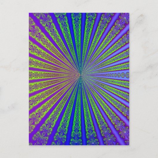 Blue Lime Green Paarse Abstracte Fractal Tunnel Briefkaart (Voorkant)