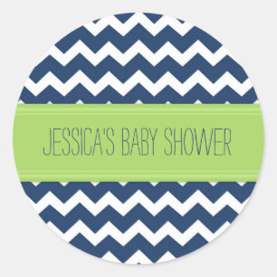 Blue Limoen Chevron Baby shower Favor Stickers