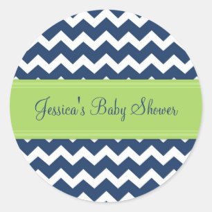Blue Limoen Chevron Baby shower Favor Stickers