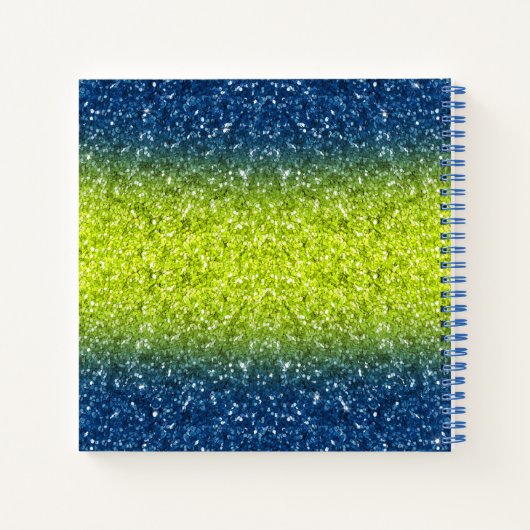 Blue Limoen Ombre Glitter Monogram Sketchbook-lapt Notitieboek (Achterkant)
