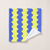 Blue Limoen Wavy Stripe Bold Badkamer Accent Bad Handdoek (Wasdoekje)