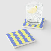Blue Limoen Wavy Stripe Bold Drinkware Accent Stenen Onderzetter (Zijkant)