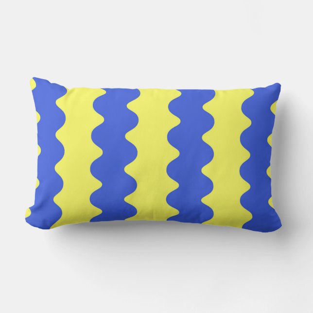 Blue Limoen Wavy Stripe Bold Spring Summer Accent Kussen (Voorkant)