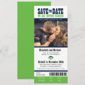Blue Limoen Wedding Save the Date Football Ticket (Voorkant / Achterkant)