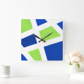 "Blue Limoen White Geometric" Vierkante Klok (Huis)