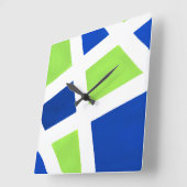 "Blue Limoen White Geometric" Vierkante Klok (Hoek)