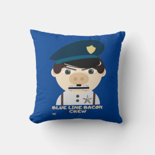 "BLUE LINE BACON CREW" grappige politie Kussen