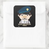 "BLUE LINE BACON CREW" grappige politie Vierkante Sticker (Tas)