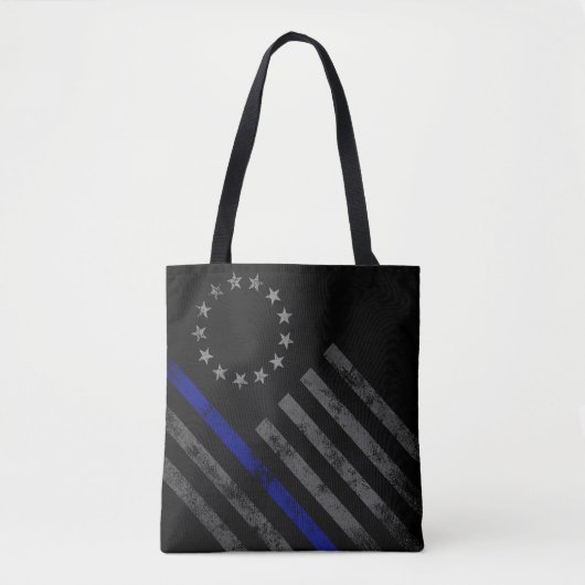 Blue Line Betsy Ross American Flag Canvas tas (Voorkant)
