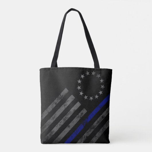 Blue Line Betsy Ross American Flag Canvas tas (Achterkant)