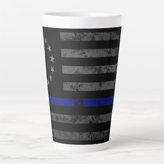 BLUE LINE Betsy Ross Amerikaanse vlag Latte Mok (Voorkant)
