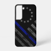 Blue Line  Betsy Ross Amerikaanse vlag Samsung Galaxy Hoesje (Achterkant)