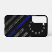 Blue Line  Betsy Ross Amerikaanse vlag Samsung Galaxy Hoesje (Achterkant horizontaal)
