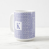 BLUE LINE BREI Hoge Witte Mok + Initiaal (Voorkant links)