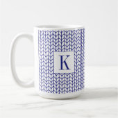 BLUE LINE BREI Hoge Witte Mok + Initiaal (Links)