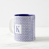 BLUE LINE BREI Navy Twee-Tons Mok + Initiaal (Voorkant links)