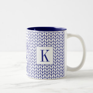 BLUE LINE BREI Navy Twee-Tons Mok + Initiaal