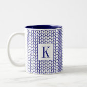 BLUE LINE BREI Navy Twee-Tons Mok + Initiaal (Links)